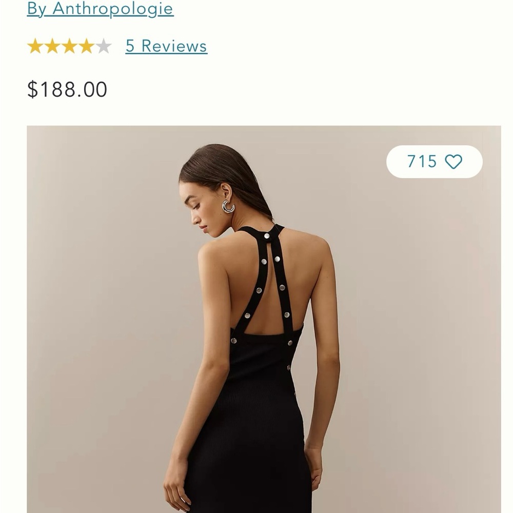 By Anthropologie Sleeveless
Open-Back Snap Slim Midi Dress